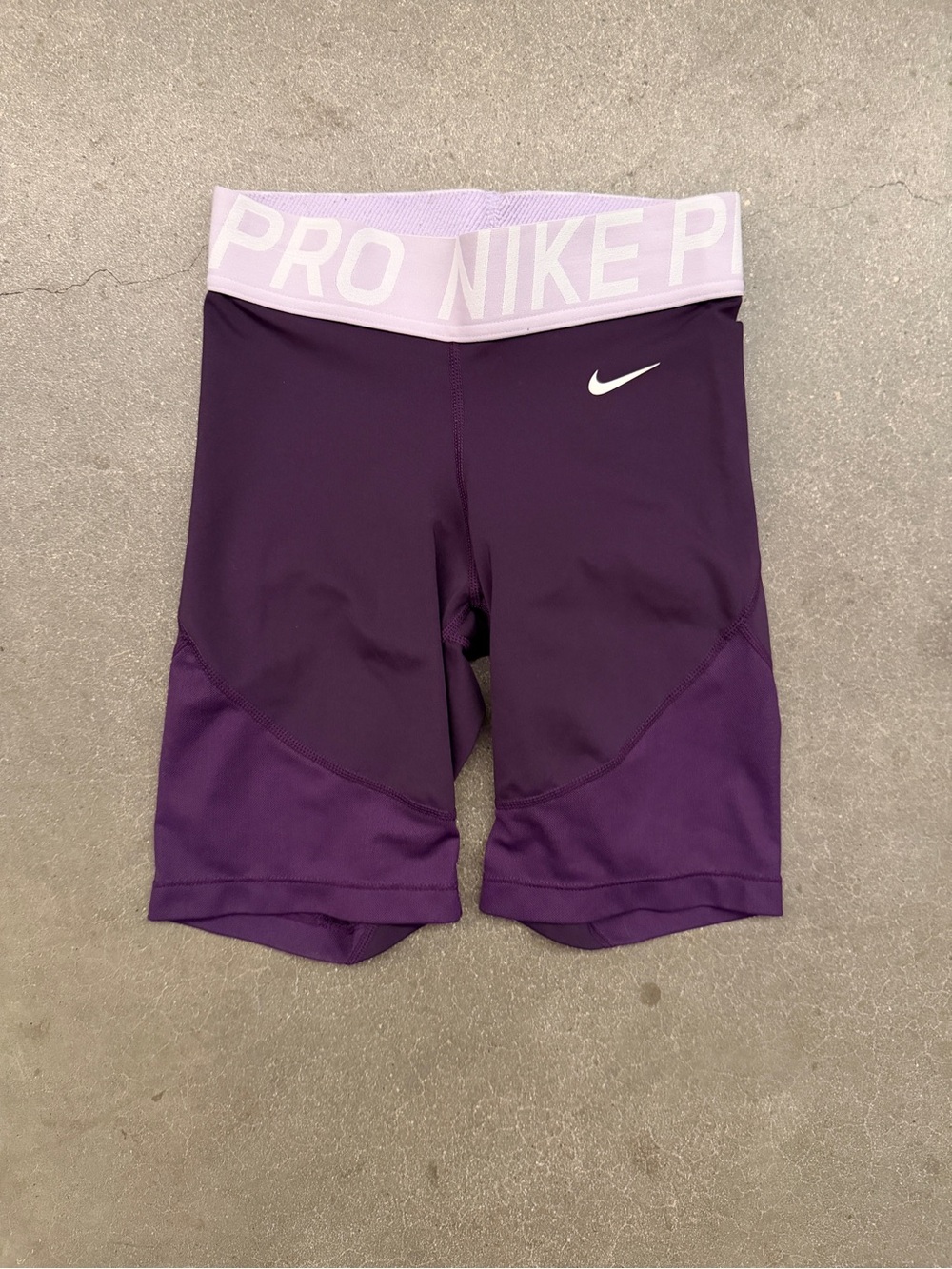 Nike Women's Purple Bike Shorts with Light Pink Waistband